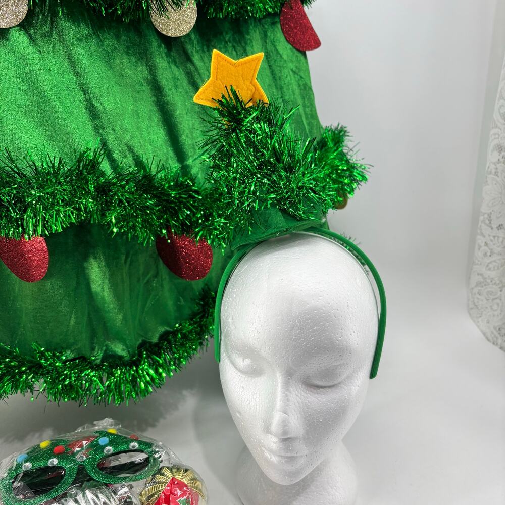 Christmas Tree Dress Costume Womens Size XL Ornaments Star Holiday - Picture 10 of 16